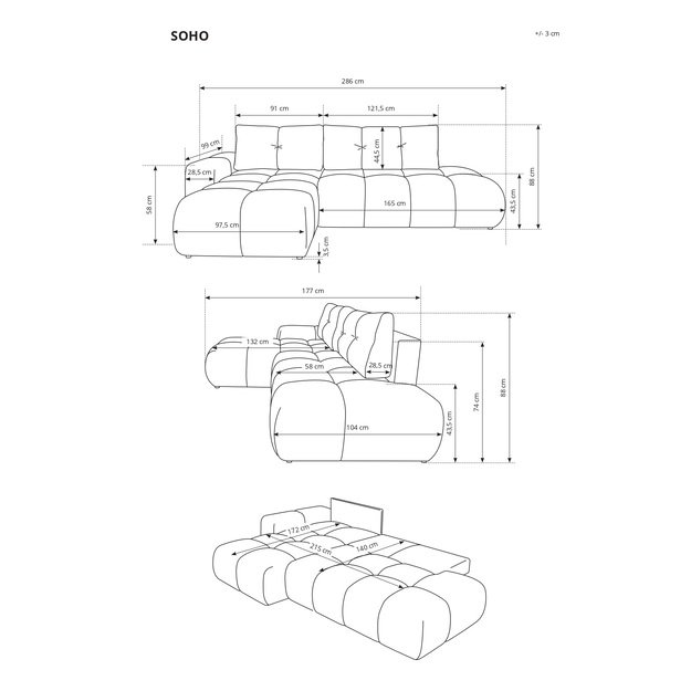 Kampinė Sofa-Lova Soho